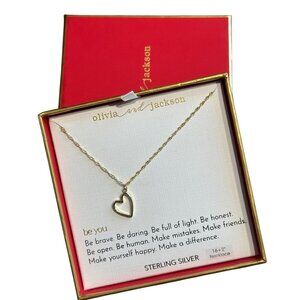 NEW Olivia and Jackson Heart Pendant Gold over Sterling Silver 18" Necklace